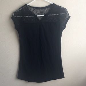 Black Lace Short Sleeve Top
